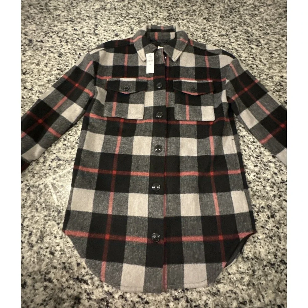 GAP KIDS BLACK Red PLAID Flannel Jacket SZ Large (10) New TAGS RETAIL‎ $88.00